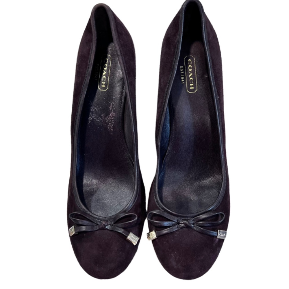 Coach Brown Suede Wedgw Heels Shoes 8.5 - Picture 5 of 14